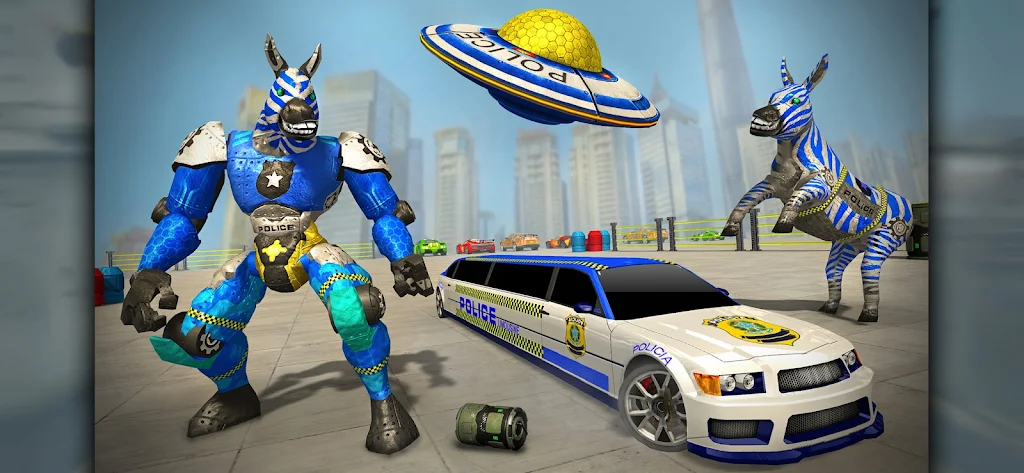 Police limo Zebra Robot 3D Screenshot 2