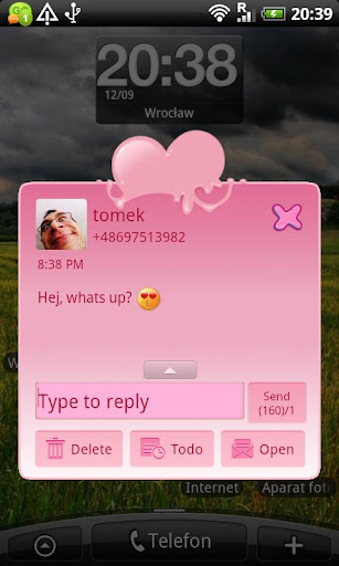 Chủ đề trái tim hồng GO SMS Pro Screenshot 3