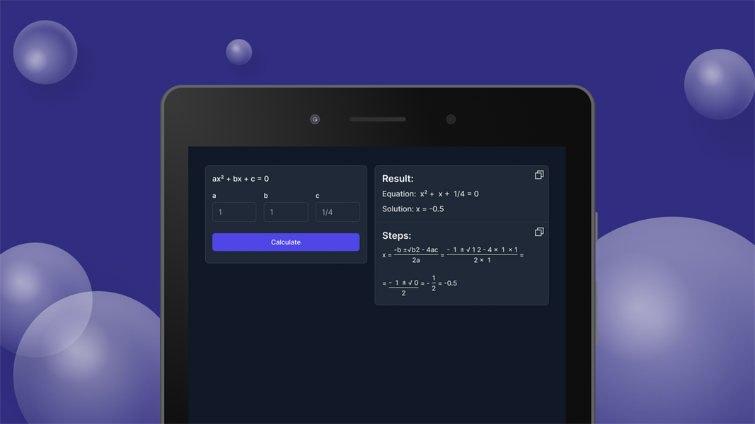 Quadratic Formula Calculator Screenshot 1