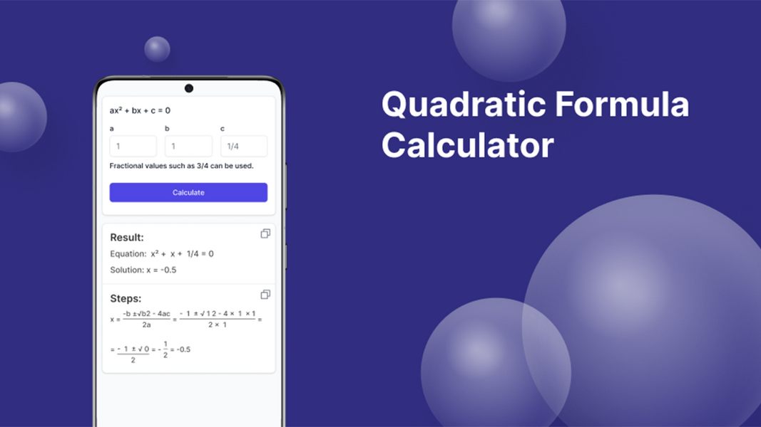 Quadratic Formula Calculator Screenshot 3