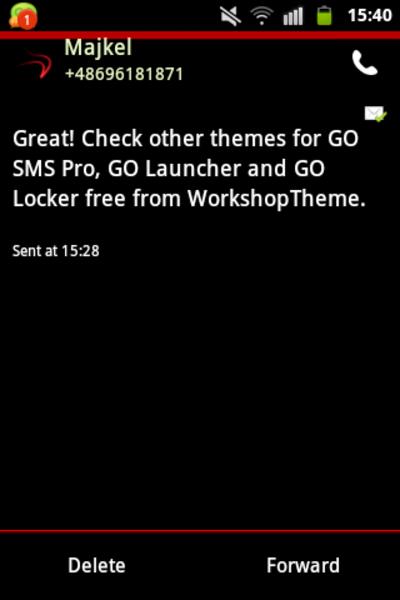 Theme Red Neon GO SMS Screenshot 1