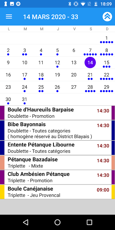 Pétanque Calendriers Concours Screenshot 1