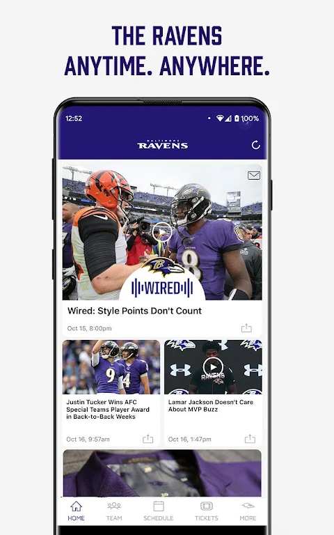 Baltimore Ravens Mobile Screenshot 1