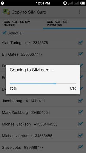 Copy to SIM Card Screenshot 13