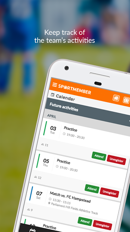 SportMember - Mobile team app Screenshot 1