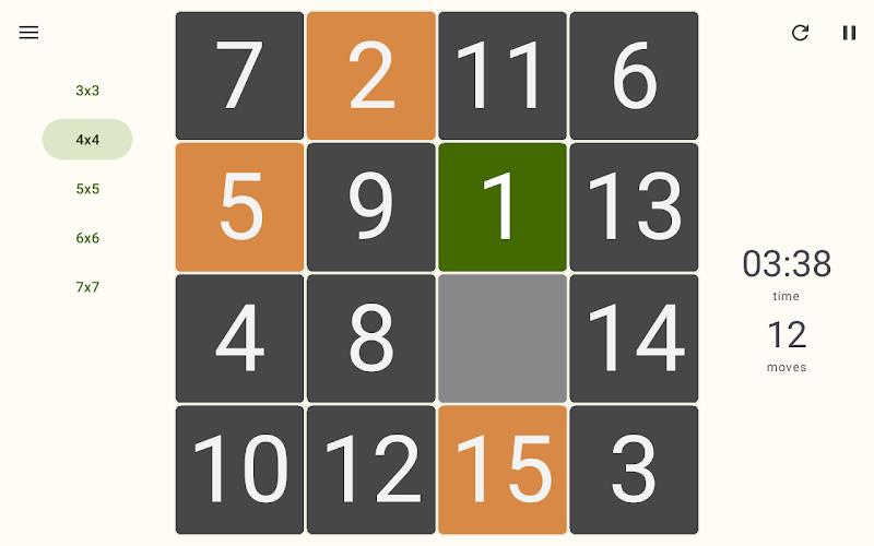 15 Number puzzle sliding game Screenshot 8
