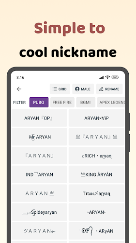 Name style: Nickname Generator Screenshot 25