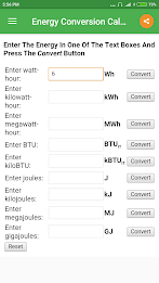 Energy Conversion Calculator Screenshot 1