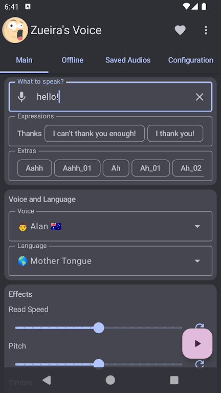 Zueira's Voice: Text to Speech Screenshot 1