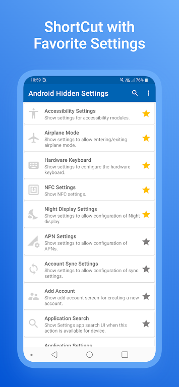 Android All Settings Screenshot 1