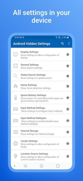Android All Settings Screenshot 4