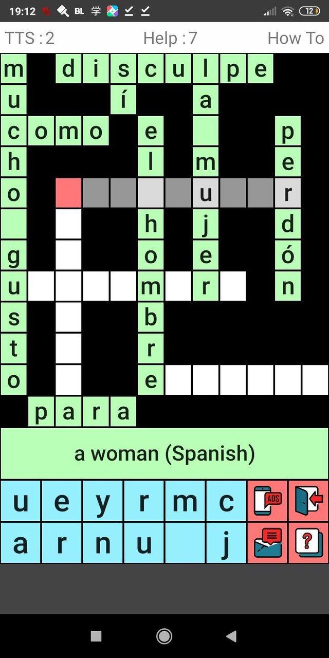 English Spanish Crossword Screenshot 2