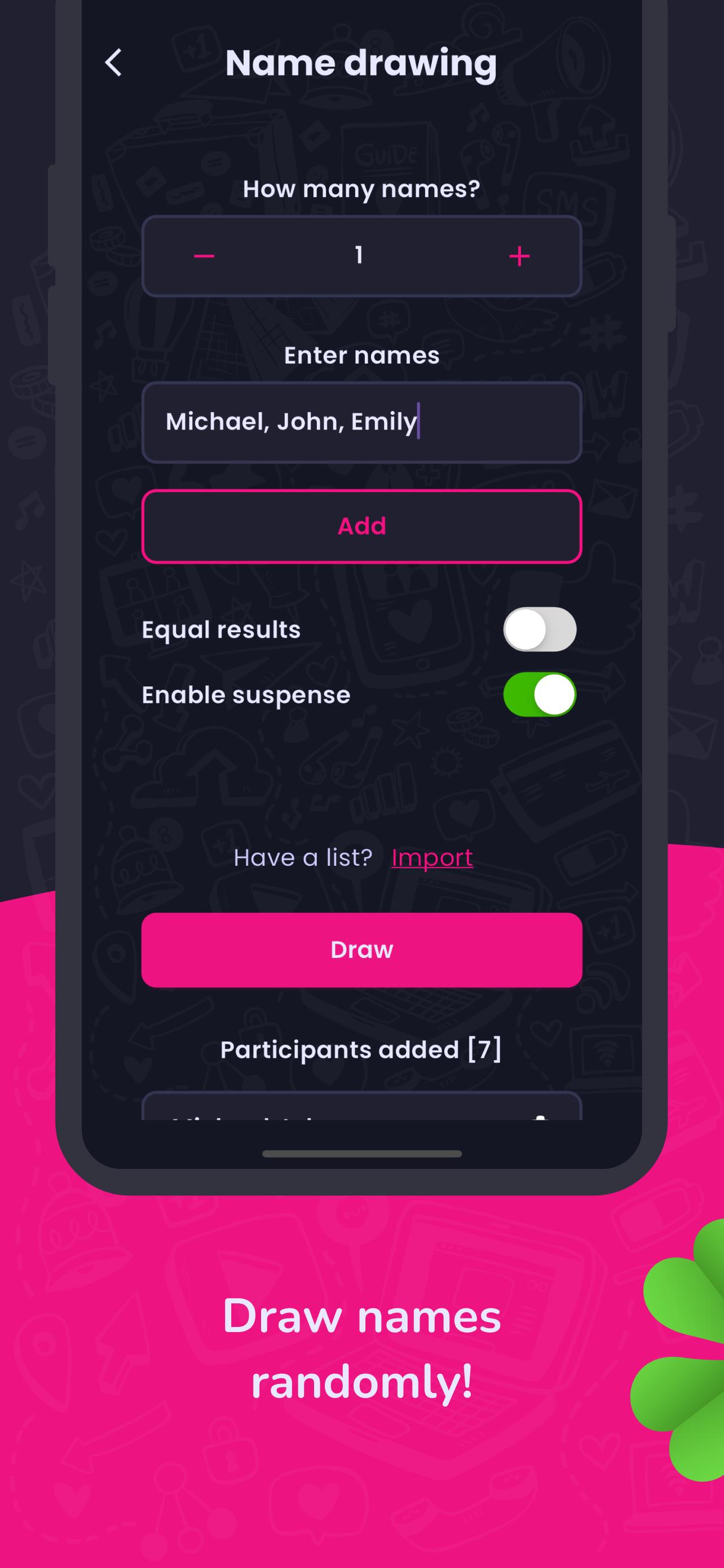 Random name picker for raffles Screenshot 2