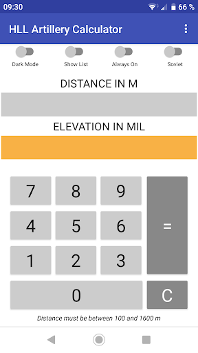 HLL Artillery Calculator Screenshot 1