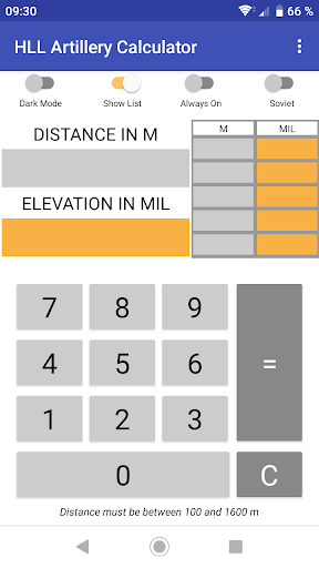 HLL Artillery Calculator Screenshot 2