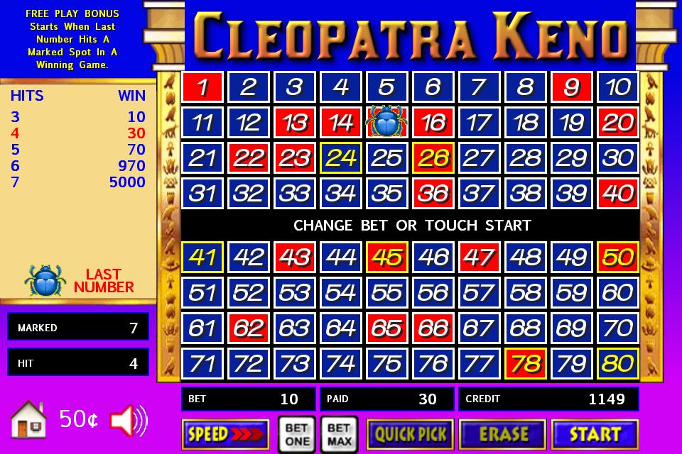 Cleopatra Keno - FREE Screenshot 1