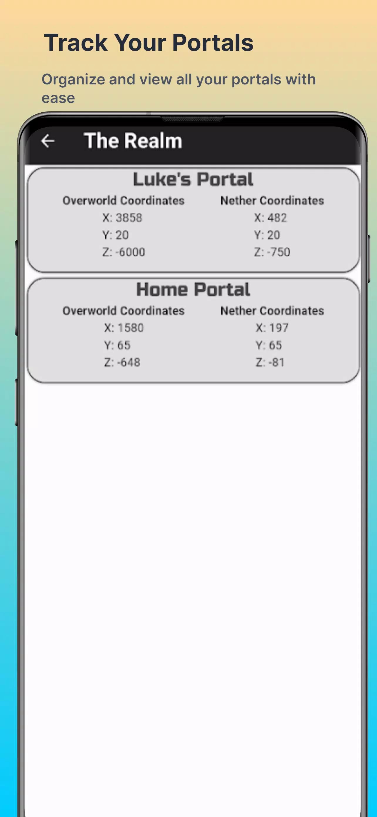 Nether Portal Calculator Screenshot 1