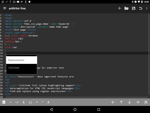 anWriter free HTML editor Screenshot 1