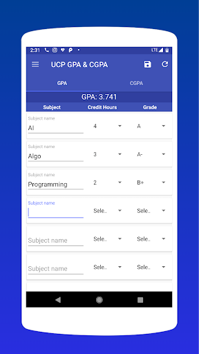 UCP GPA & CGPA Calculator Screenshot 2