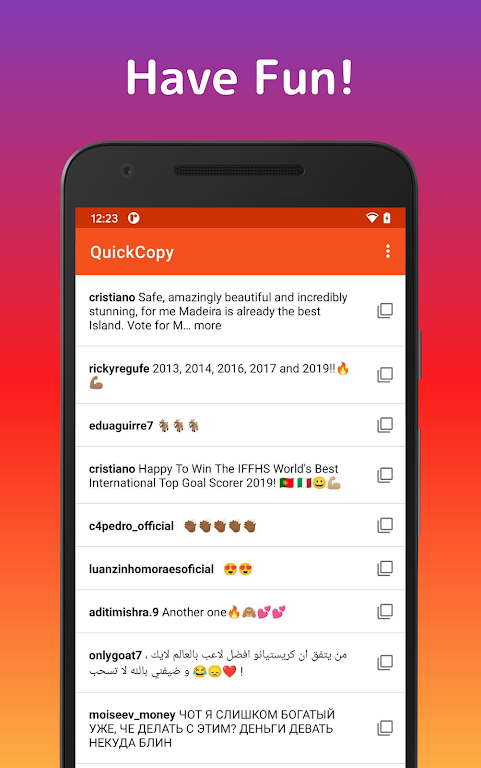 QuickCopy : copy comment text for Instagram Screenshot 3