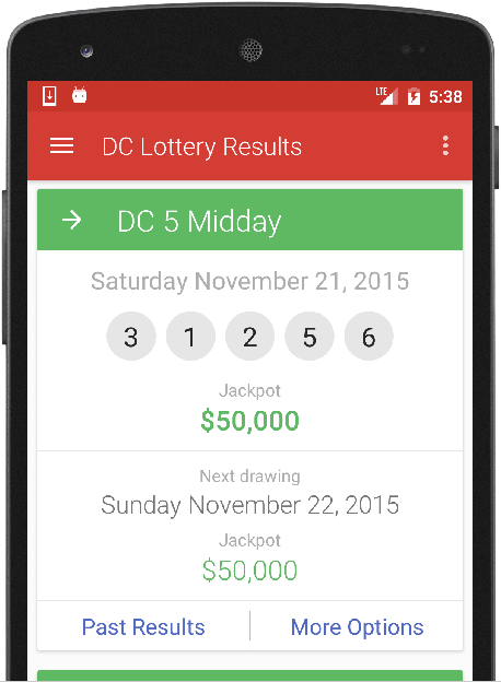 Results for DC Lottery Screenshot 1