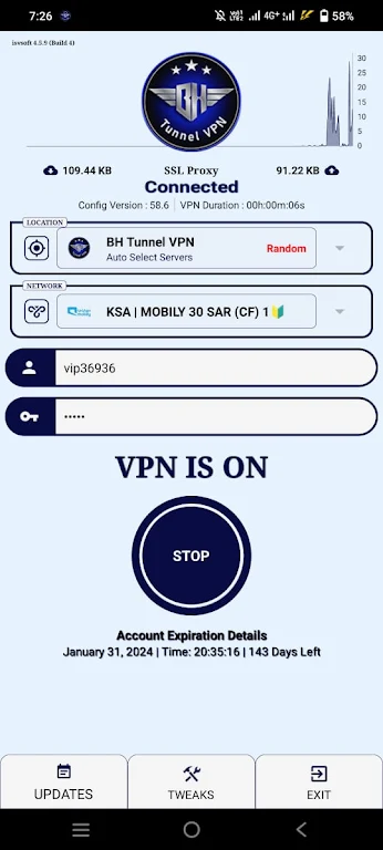 BH Tunnel VPN Screenshot 2