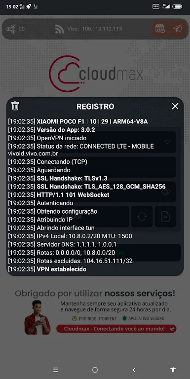 Cloudmax - Conexão OpenVPN Screenshot 3