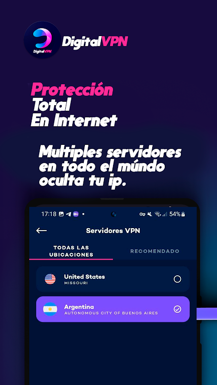 DigitalVPN: Proxy limitado VPN Screenshot 1