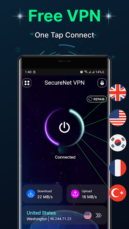 SecureNet VPN - Safer VPN Screenshot 1