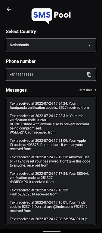 SMSPool - Online SMS Service Screenshot 2