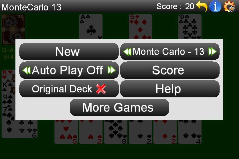 Monte Carlo Solitaire Screenshot 3