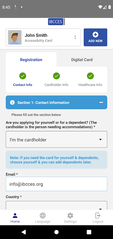 IBCCES Accessibility Card Screenshot 2