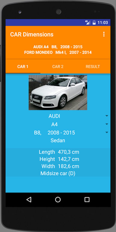 Car size comparison tool Screenshot 4