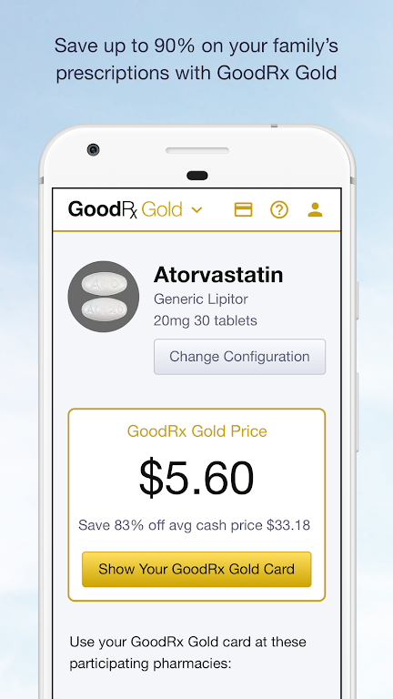 GoodRx Gold - Pharmacy Discount Card Screenshot 1