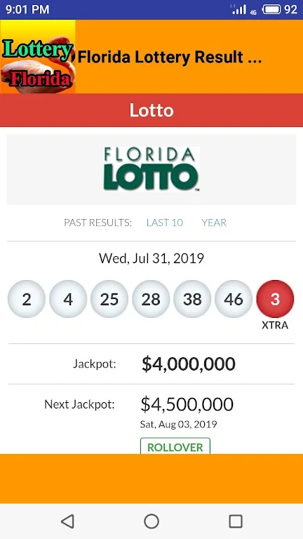 Florida lottery results Screenshot 1
