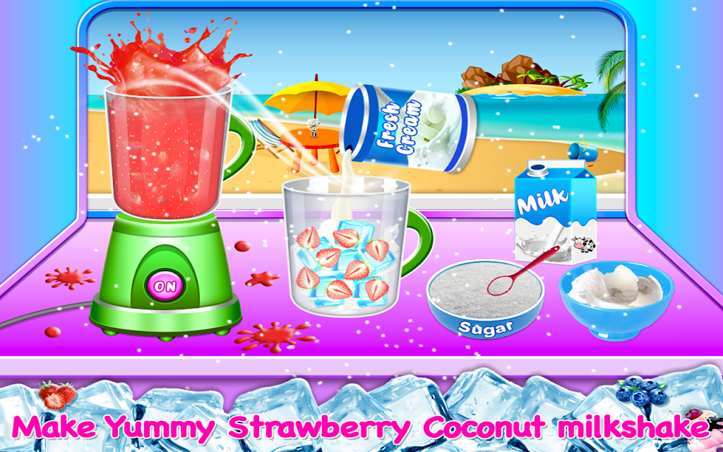 Coconut Milkshake Maker - Beach Party Cooking Game Screenshot 3