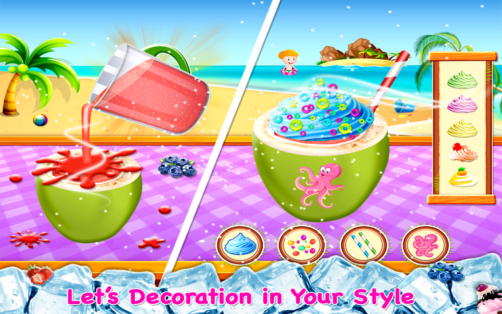 Coconut Milkshake Maker - Beach Party Cooking Game Screenshot 4
