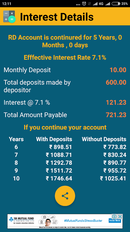 Postoffice Interest Calculator Screenshot 2