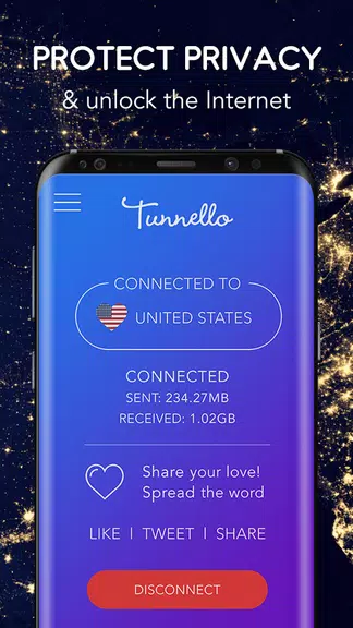 Tunnello VPN - Unblock Internet & Protect Privacy Screenshot 2