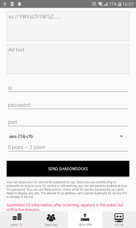 Shadowsocks vpn share Screenshot 2