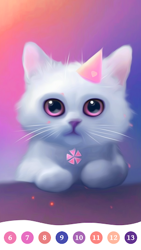 Cat Color by Number Paint Game Screenshot 4