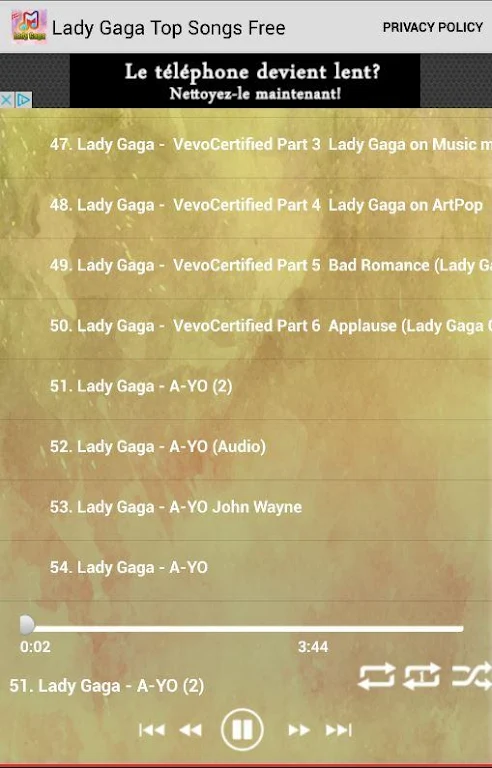 Lady Gaga Top Songs Free Screenshot 3