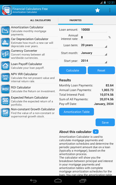 Financial Calculators Screenshot 2