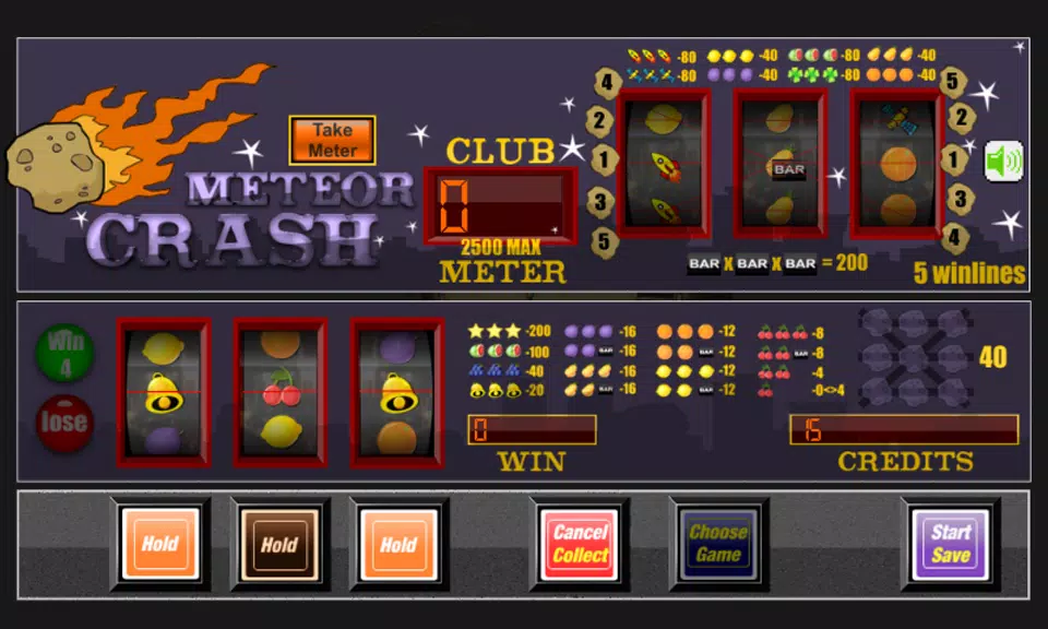 slot machine meteor crash Screenshot 2