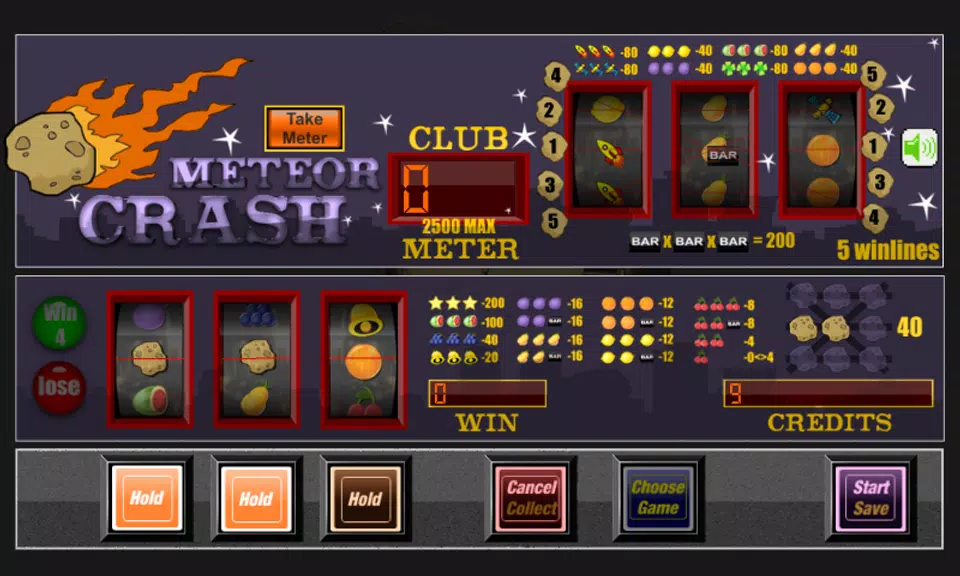 slot machine meteor crash Screenshot 1