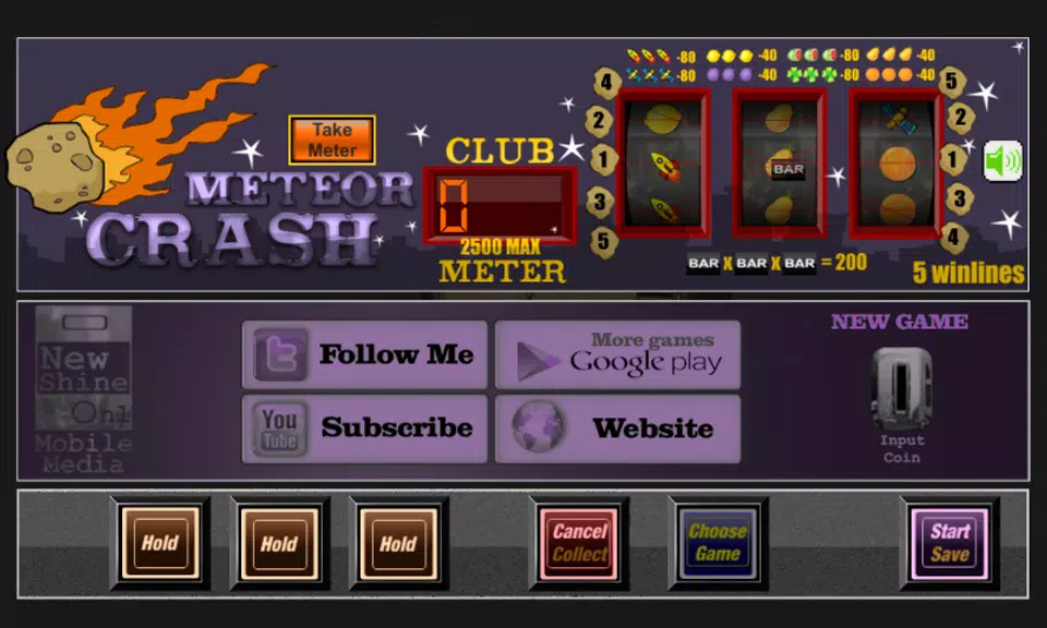 slot machine meteor crash Screenshot 3