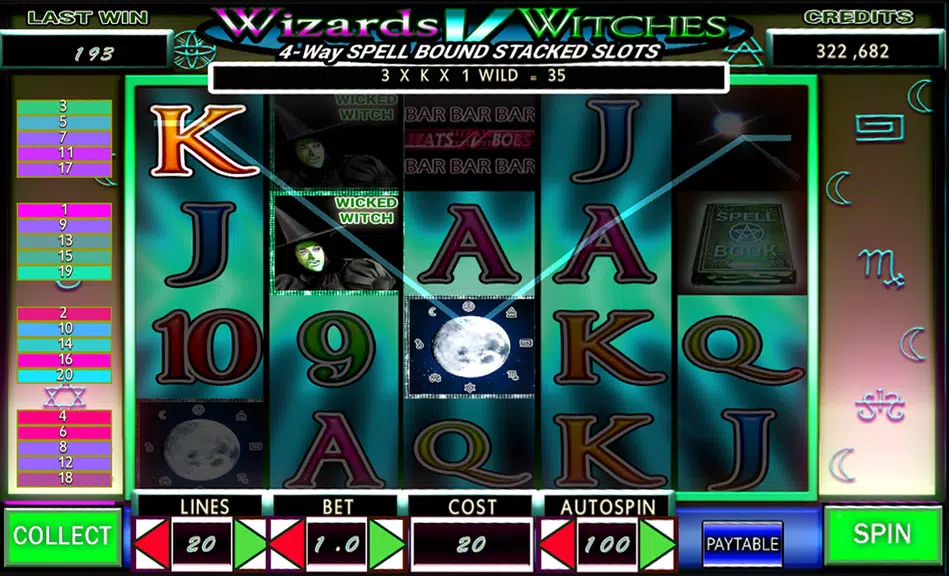 Video Slots: Wizards v Witches Screenshot 2