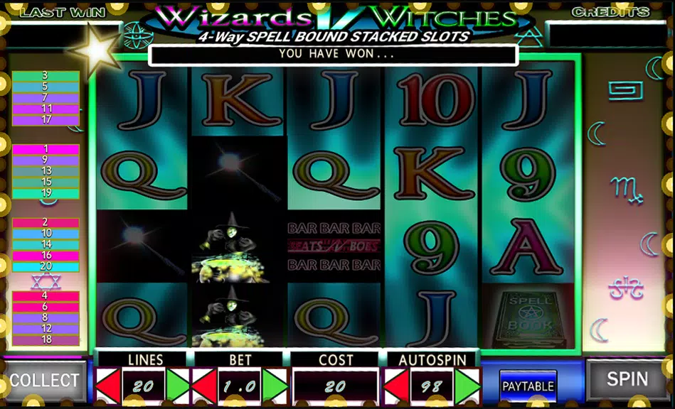 Video Slots: Wizards v Witches Screenshot 3