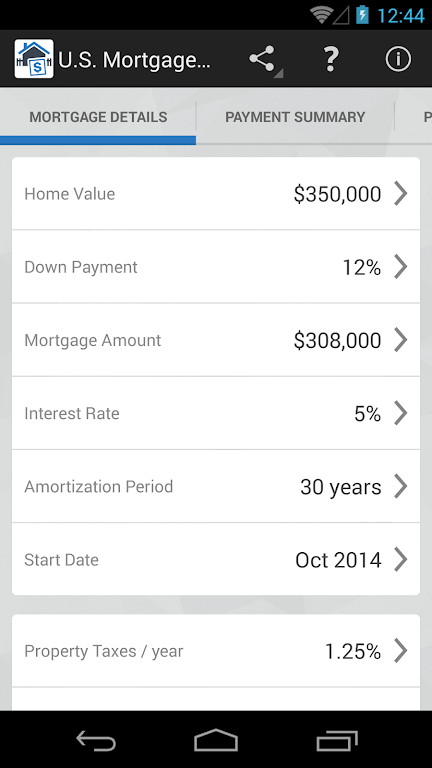 U.S. Mortgage Calculator Screenshot 1