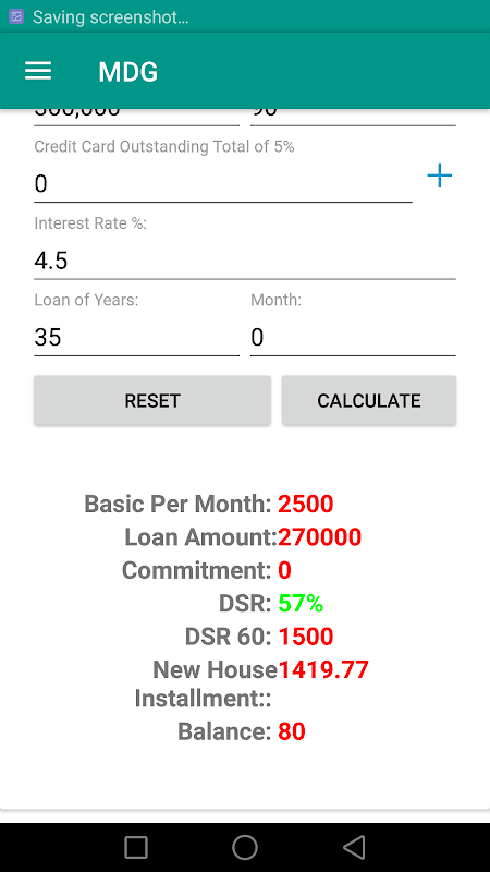 MDG CALCULATOR Screenshot 2